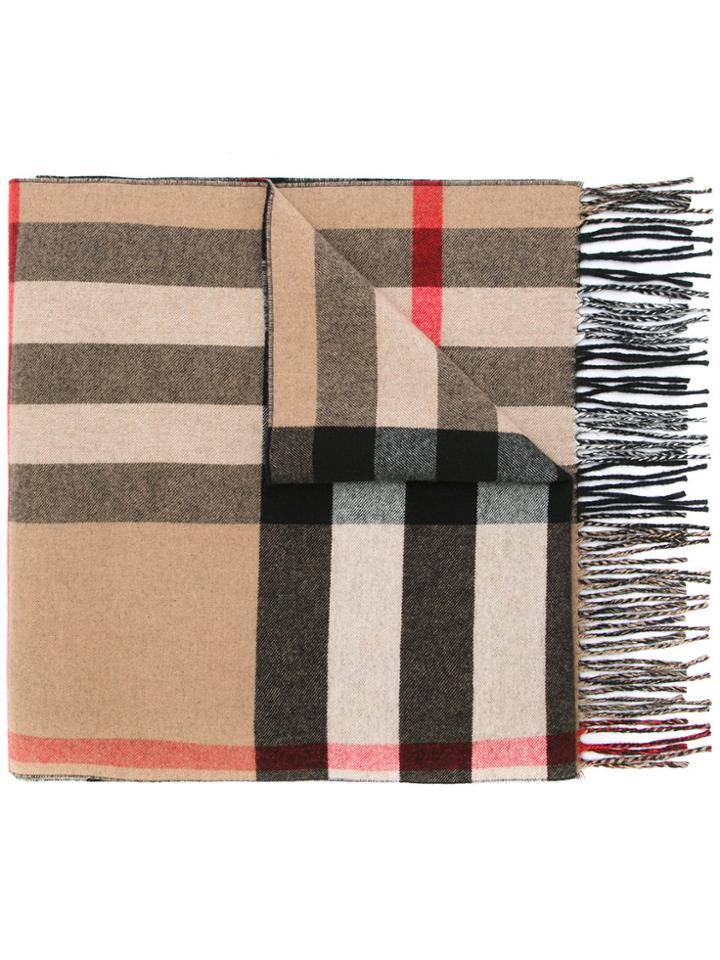 Burberry Check Lined Stole - Black