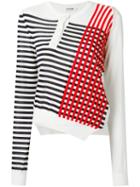 Jil Sander Striped Asymmetric Jumper, Women's, Size: 38, White, Silk/spandex/elastane/cashmere