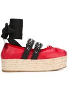 Miu Miu Platform Buckled Espadrilles - Red