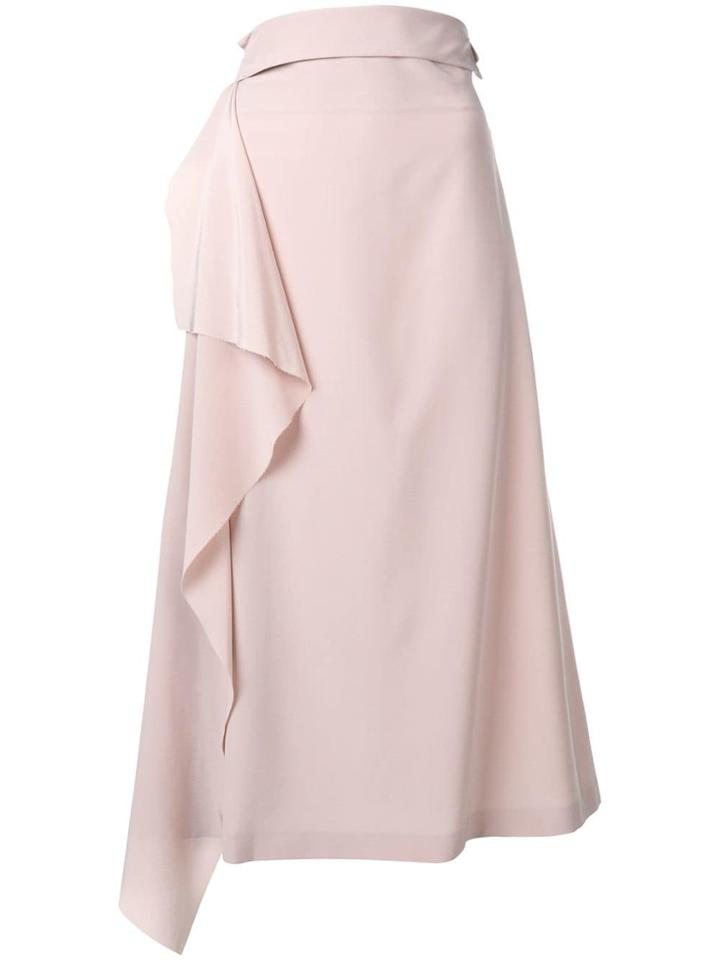 Maison Flaneur Ruffle Side Midi Skirt - Pink