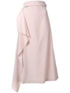Maison Flaneur Ruffle Side Midi Skirt - Pink
