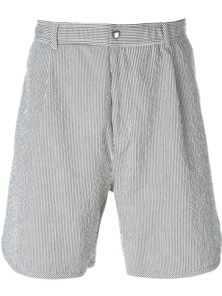 Maison Kitsuné Striped Bermuda Shorts, Men's, Size: Xs, White, Cotton/spandex/elastane