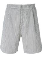 Maison Kitsuné Striped Bermuda Shorts, Men's, Size: Xs, White, Cotton/spandex/elastane