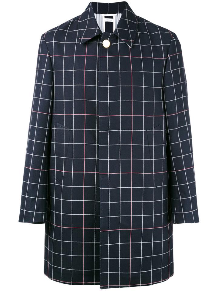 Thom Browne - Checked Midi Coat - Men - Silk/cotton/wool - 1, Blue, Silk/cotton/wool