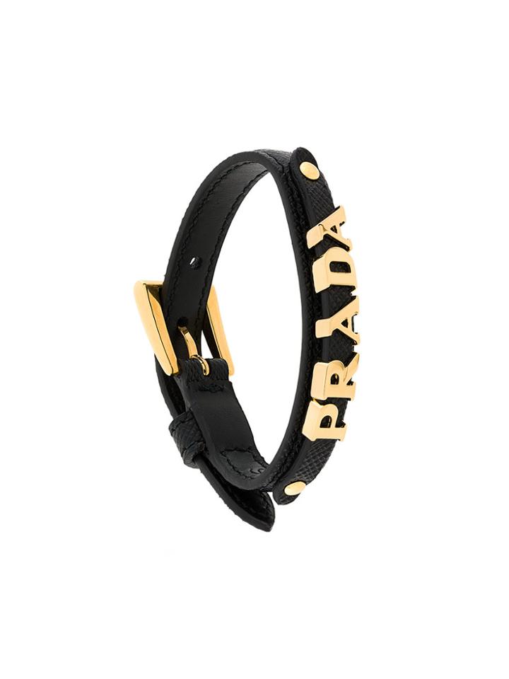 Prada Logo Charm Bracelet - Black