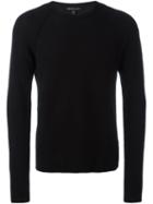 James Perse Waffle Knit Crew Neck Sweater, Men's, Size: 2, Black, Cashmere