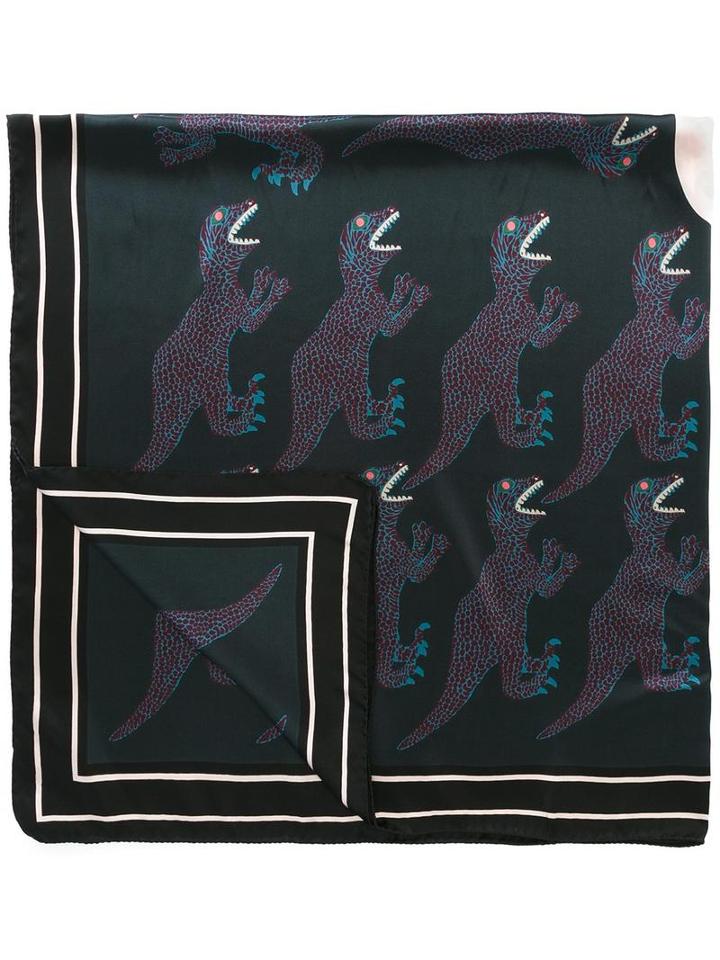 'dinosaur' Print Scarf, Women's, Grey, Silk, Paul Smith