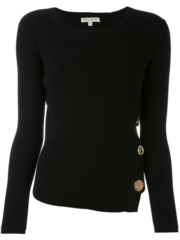 Each X Other Ribbed Knit Buttoned Sweater - Black