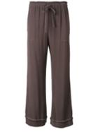 Raquel Allegra Crepe Drawstring Cropped Pants, Women's, Size: 1, Brown, Rayon