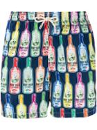 Mc2 Saint Barth Vodka Print Swim Shorts - Blue