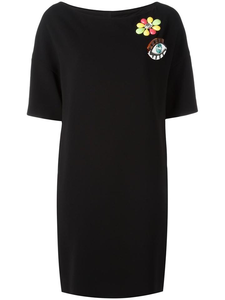 Boutique Moschino Embellished Dress, Women's, Size: 46, Black, Polyester/acetate/triacetate