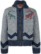 Missoni Zipped Chunky Knit Cardigan, Men's, Size: Large, Blue, Cashmere/wool/alpaca