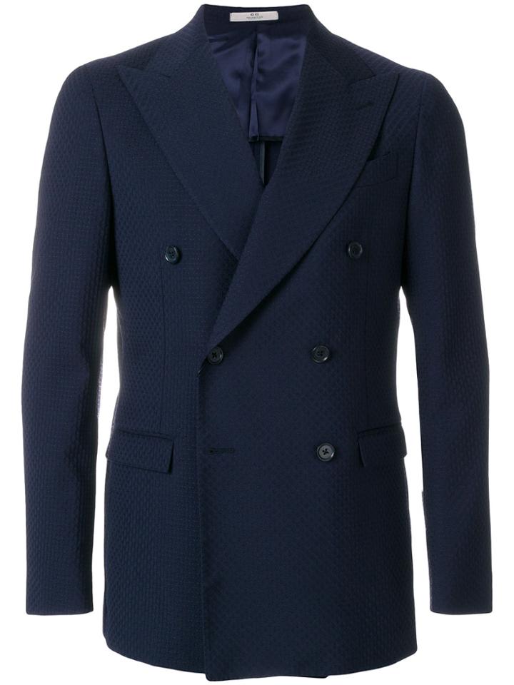 Corneliani Micro-print Double-breasted Blazer - Blue