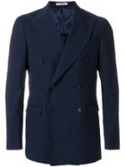 Corneliani Micro-print Double-breasted Blazer - Blue