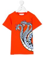 Gucci Kids Snake Print T-shirt - Yellow & Orange