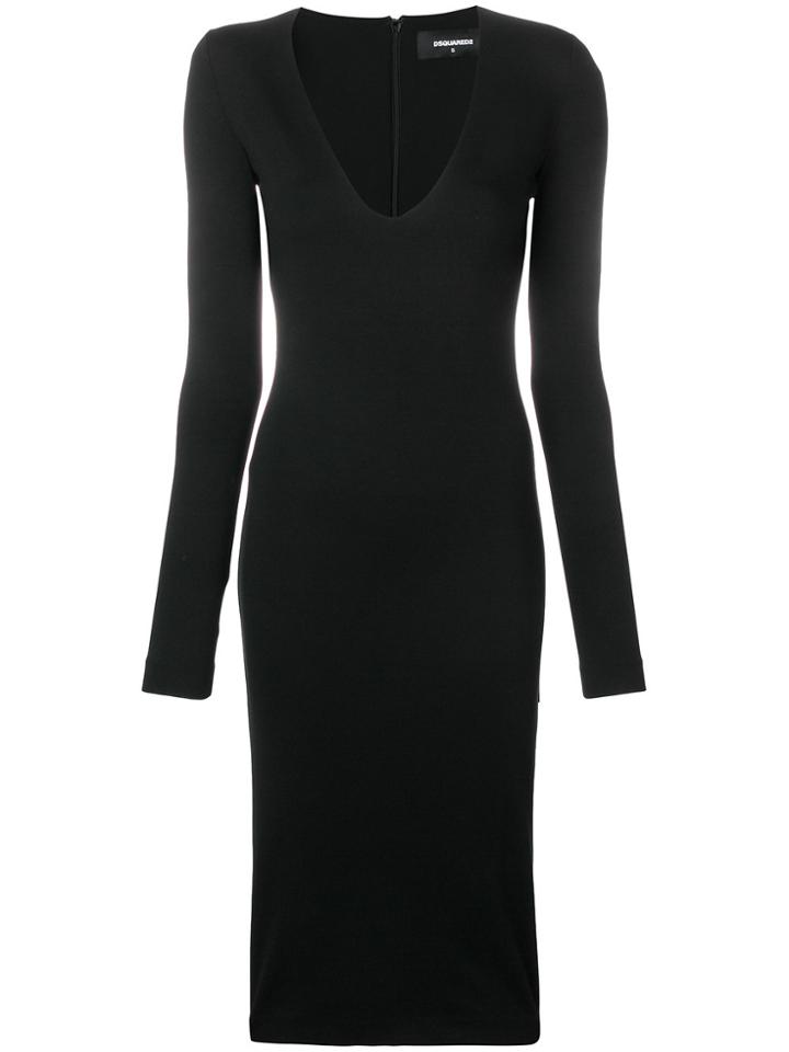 Dsquared2 Silhoette Fitted Midi Dress - Black
