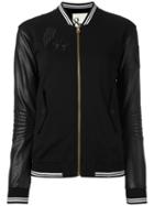 8pm Striped Detailing Bomber Jacket, Women's, Size: Medium, Black, Cotton/polyurethane/viscose