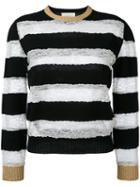 Gucci - Lace Insert Striped Jumper - Women - Polyamide/viscose/wool - S, Black, Polyamide/viscose/wool