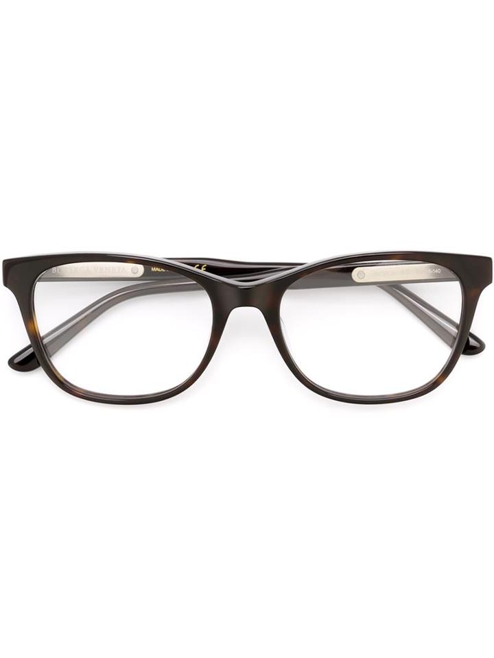 Bottega Veneta Square Frame Glasses, Brown, Acetate
