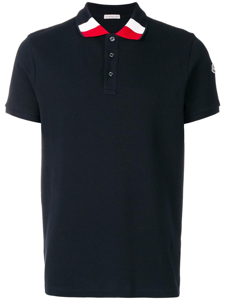 Moncler Tri-stripe Collar Polo Shirt - Blue