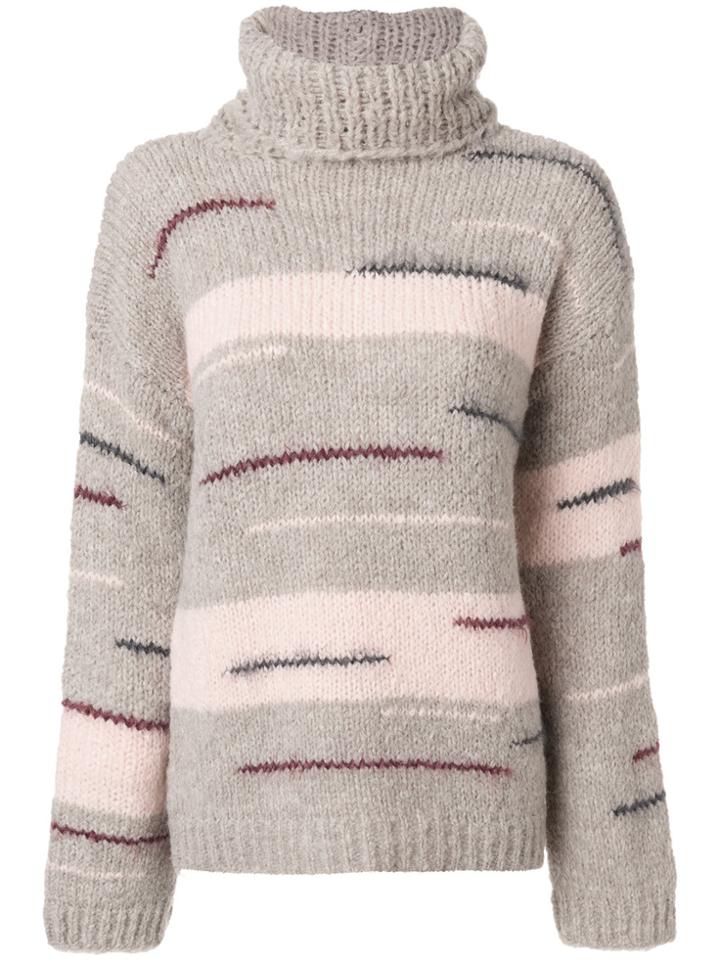 Oneonone Striped Roll Neck Jumper - Nude & Neutrals