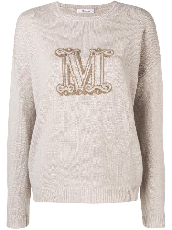 Max Mara Cashmere Knitted Logo Sweatshirt - Nude & Neutrals