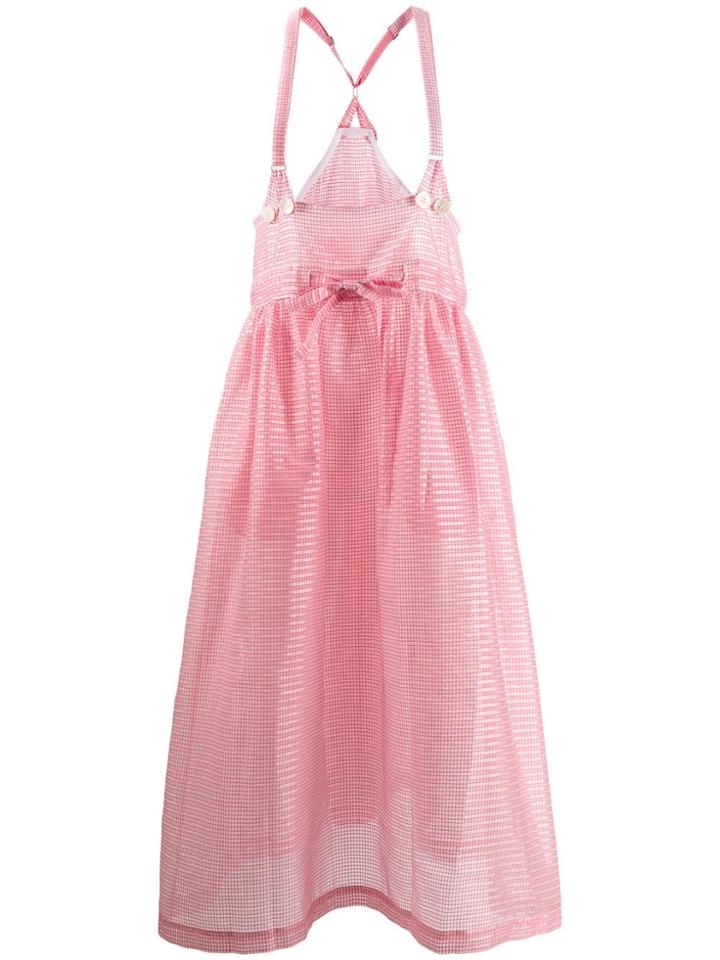 Julien David Sheer Checked Dress - Red