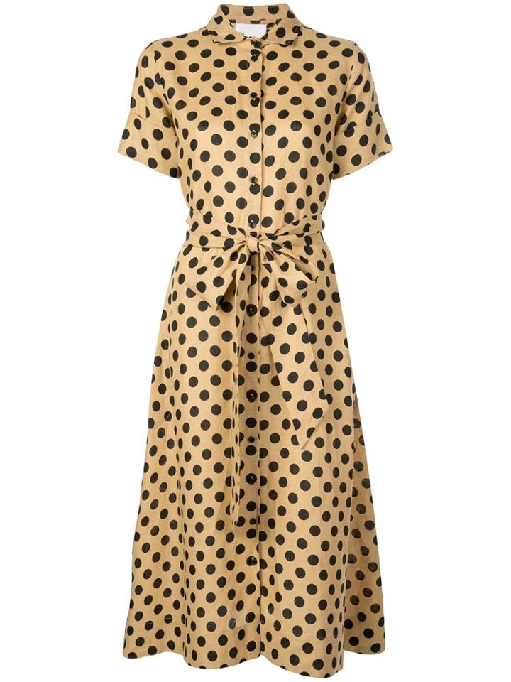 Lisa Marie Fernandez Polka Dot Midi Dress - Brown