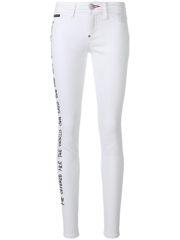 Philipp Plein Rose Patch Skinny Jeans - White