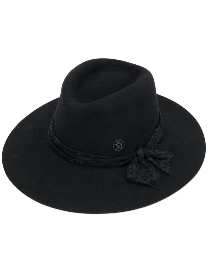 Maison Michel Lace Ribbon Hat - Black