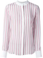Frame Denim Striped Blouse, Women's, Size: M, White, Silk