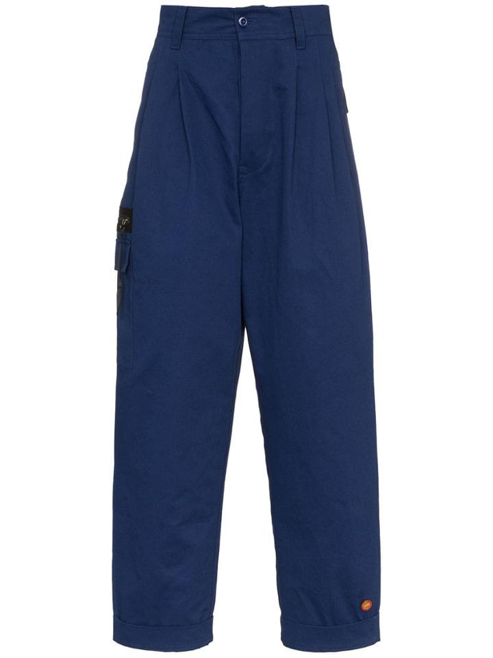 032c Pleated Cargo Pocket Cotton Trousers - Blue