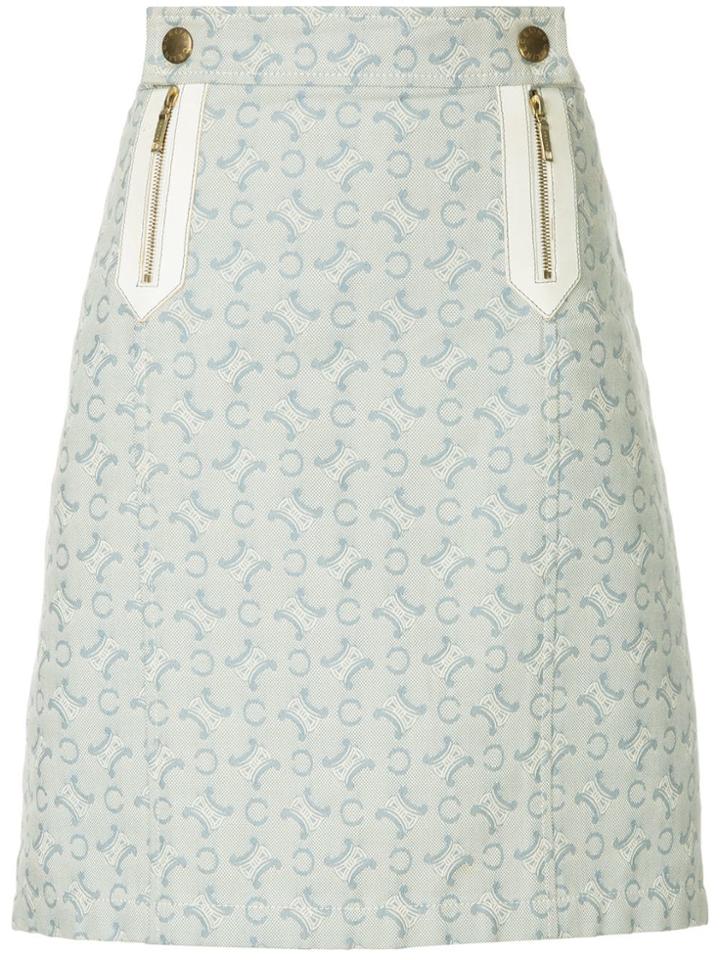 Céline Vintage Logos Skirt - Blue