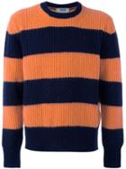 Msgm Striped Cable Knit Jumper, Men's, Size: Small, Yellow/orange, Polyamide/wool