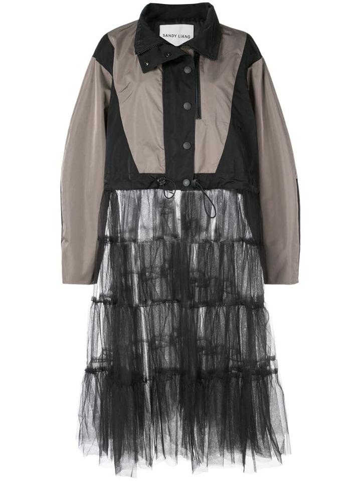 Sandy Liang Cosimo Tulle Panel Jacket - Black