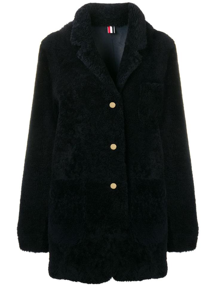 Thom Browne Shearling Oversized Sack Jacket - Blue