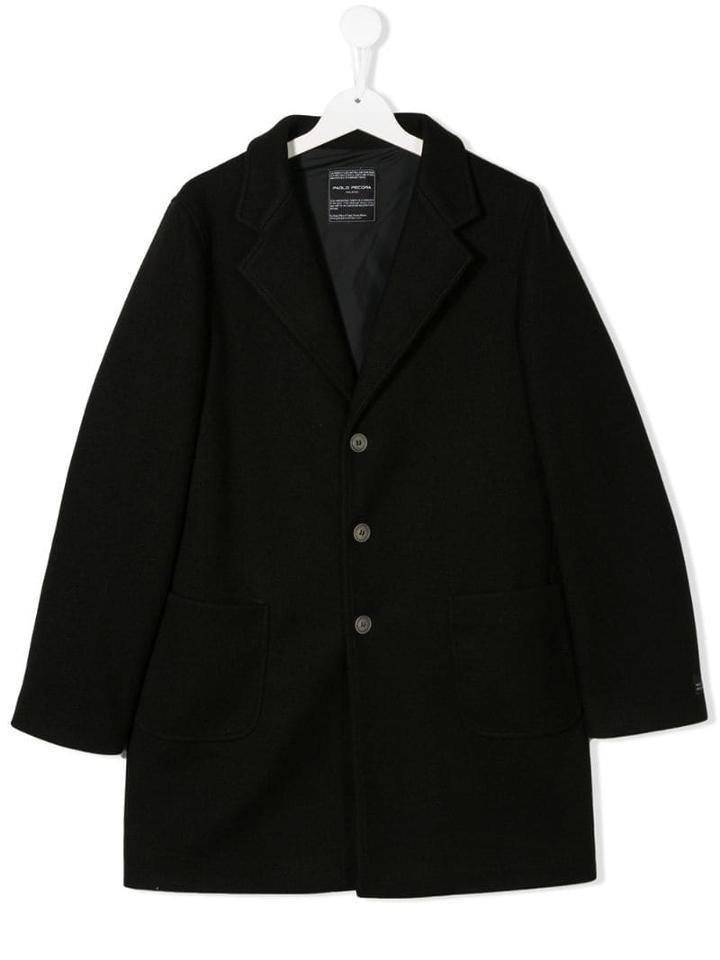 Paolo Pecora Kids Teen Single Breasted Coat - Black