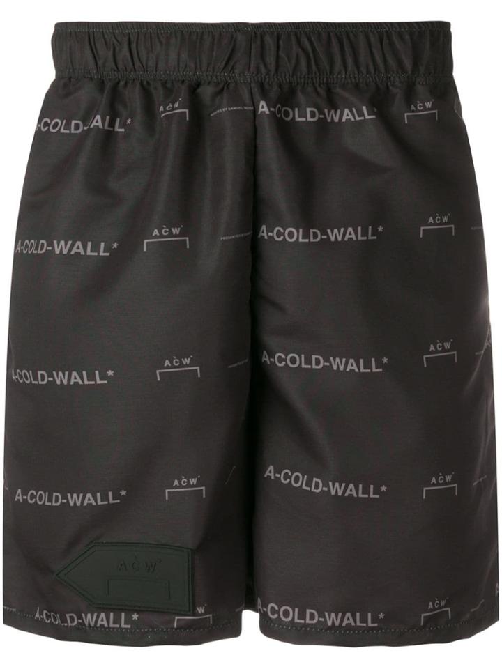 A-cold-wall* Logo Pattern Bermuda Shorts - Black