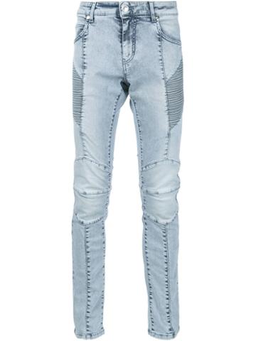 Pierre Balmain Biker Skinny Jeans, Men's, Size: 30, Blue, Cotton/spandex/elastane