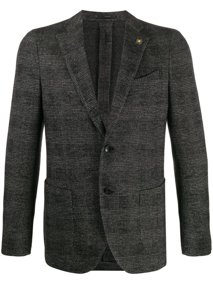 Lardini Checked Single-breasted Blazer - Grey
