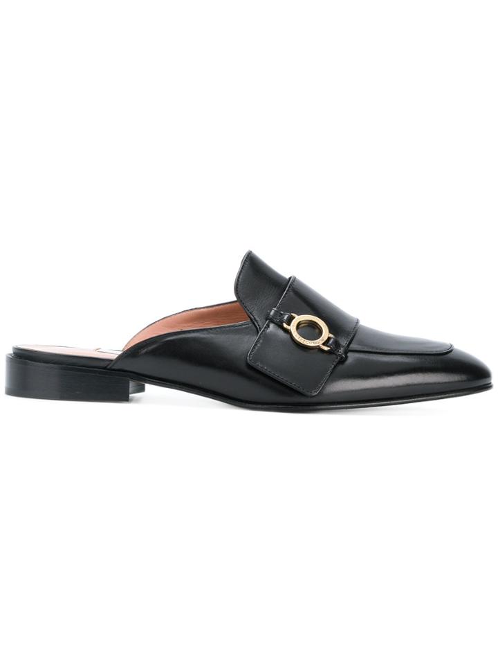 L'autre Chose Logo Plaque Mules - Black