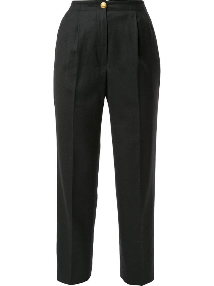 Chanel Pre-owned Cc Logos Long Straight Pants - Black