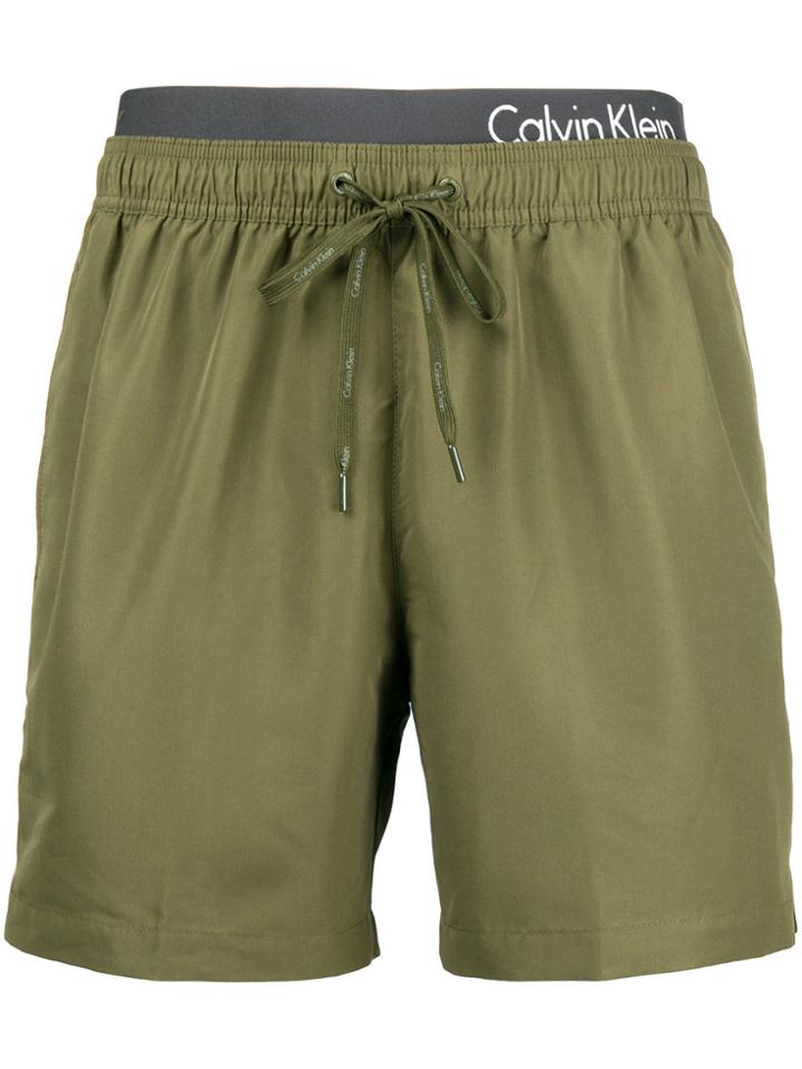 Calvin Klein Underwear Double Waistband Swim Shorts - Green