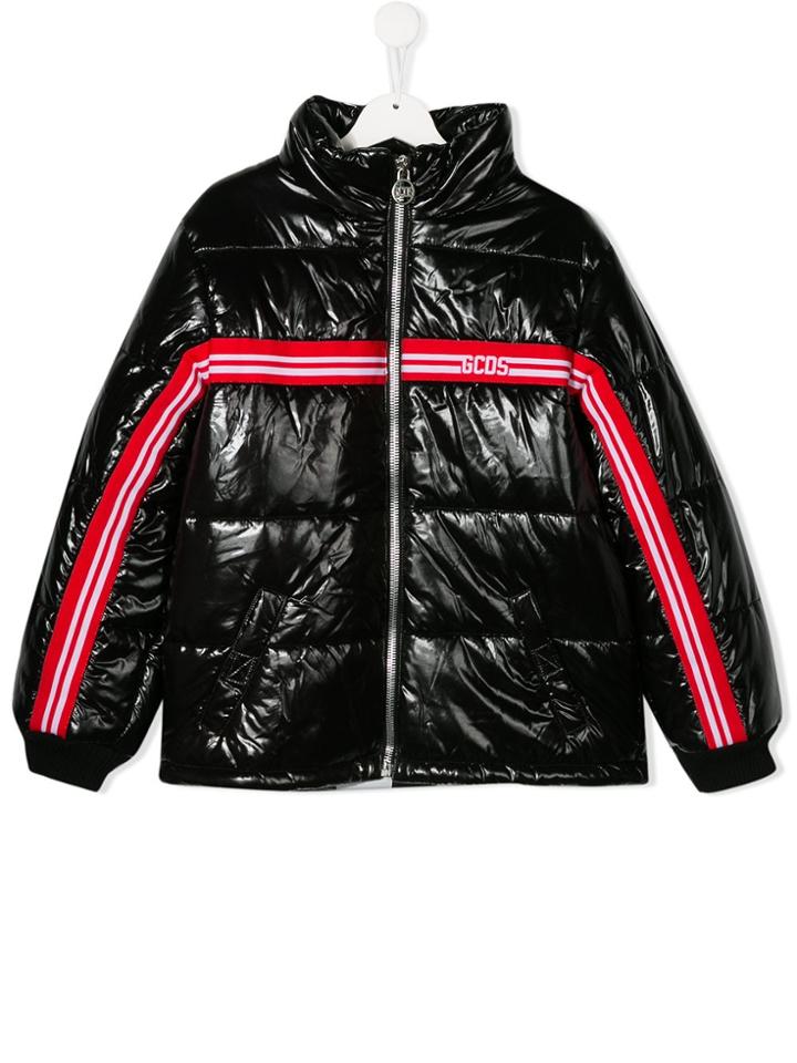 Gcds Kids Teen Patent Effect Padded Coat - Black