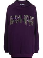 Amen Sequin Embroidered Hoodie - Purple