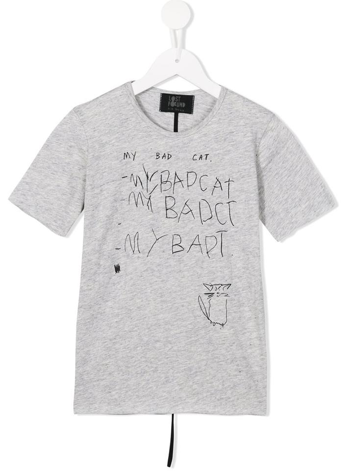 Lost And Found Kids Bad Cat Print T-shirt, Boy's, Size: 6 Yrs, Grey