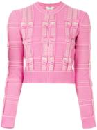 Fendi Embroidered Cropped Sweater - Pink & Purple