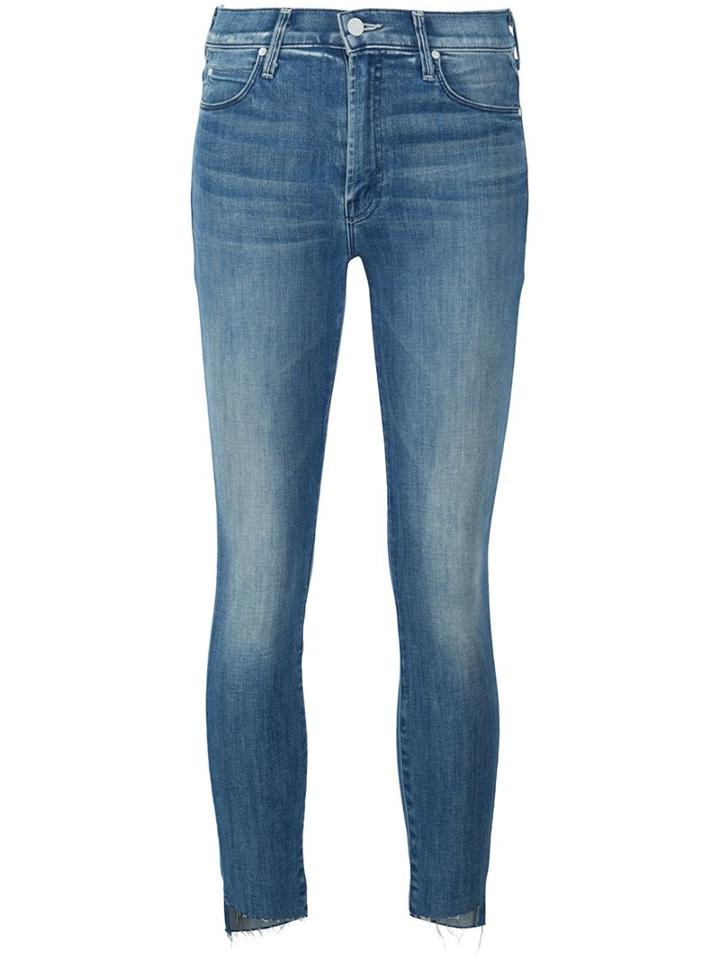 Mother Frayed Skinny Jeans, Women's, Size: 27, Blue, Cotton/spandex/elastane