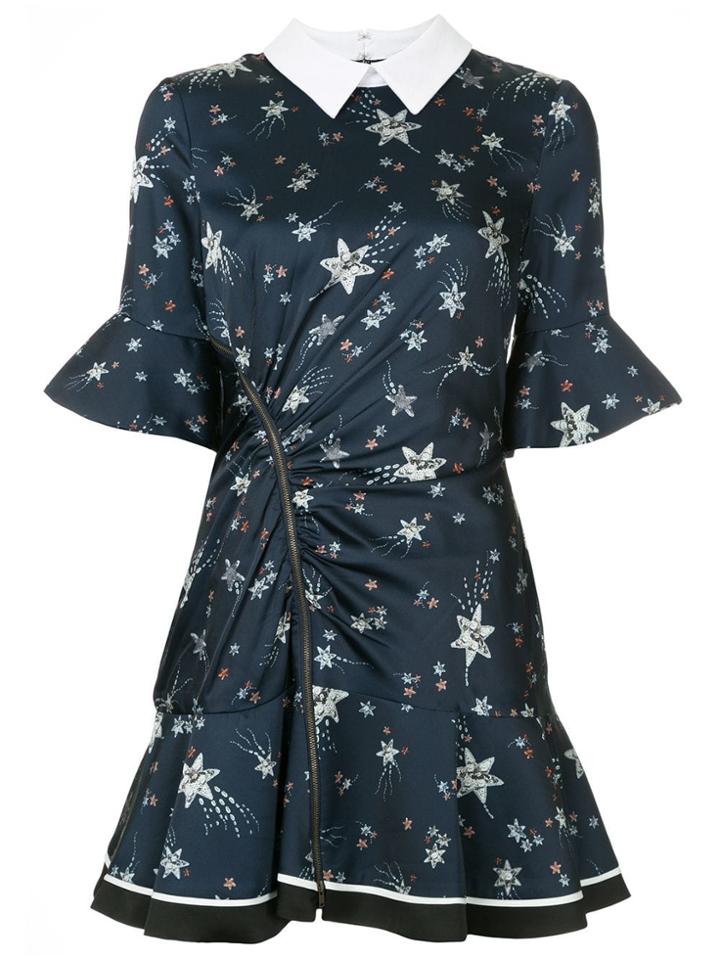 Self-portrait Shooting Star Zipped Mini Dress - Blue