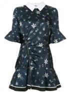 Self-portrait Shooting Star Zipped Mini Dress - Blue